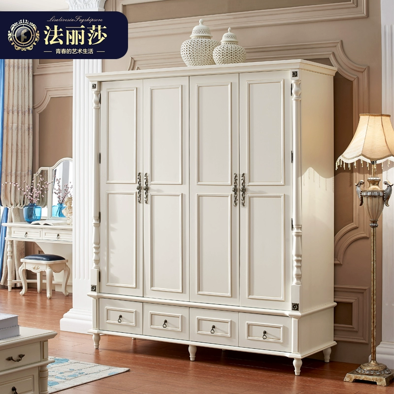 Poly Farisa Furniture American Country Tủ quần áo Châu Âu Tủ quần áo bốn cửa Tủ quần áo phòng ngủ Tủ quần áo lưu trữ Tủ quần áo M3 - Buồng
