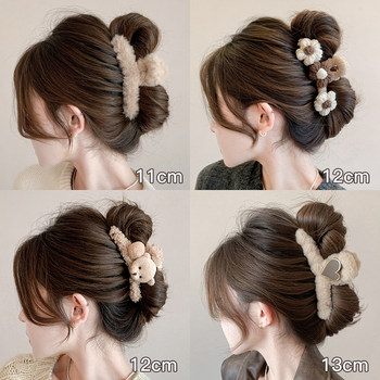 High-End Large Hair Claw Clip for Women 2025 New Plush Shark Clip Back of Head Hairpin Bun Maker Hair Accessory