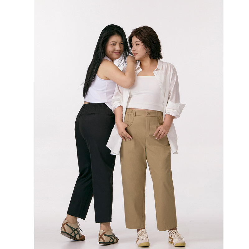 Muzi Ideal Plus Size Autumn New Arrival Simple High-Waisted Slimming Casual Pants for Women, Nine-Point Length for Commuting 100kg Muzi Ideal Plus Size Autumn New Arrival Simple High-Waisted Slimming Casual Pants for Women, Nine-Point Length for Commuting 100kg
