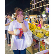 Vitality white T wood ideal summer large size short-sleeved T-shirt female fat mm loose cover meat thin A version of the T-shirt 200 pounds