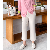 Muzi ideal spring large size pants female fat mm loose thin nine-point pants straight tube hanging smoke pipe pants 200 pounds