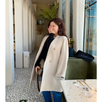 Winter new large size double-sided coat female fat mm hair medium and long 100% Australian hair coat 200 pounds