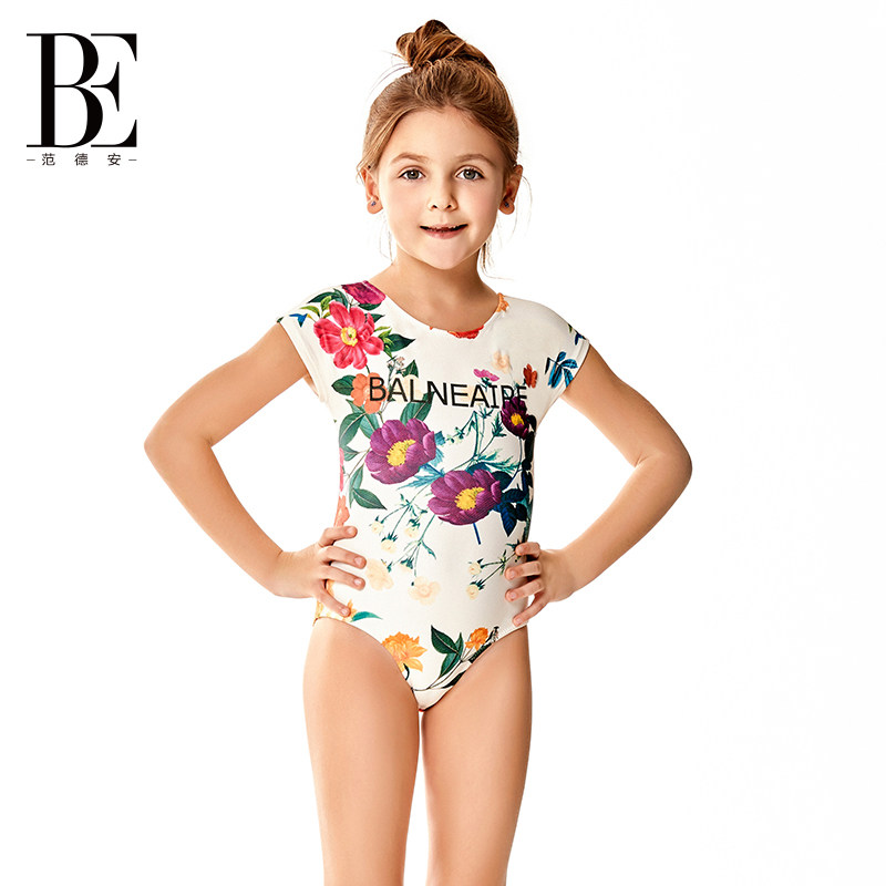 BE van der Ann Flower tide baby one-piece swimsuit back bow double can BE an UPF 50