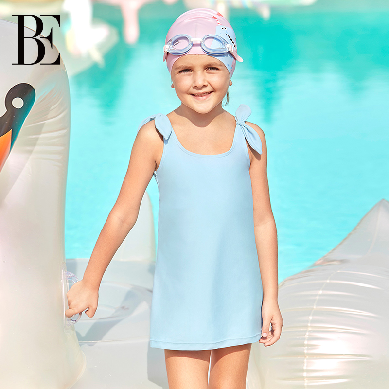 BE Van Der Ian Children One-piece Dress Swimsuit Sunscreen Anti Chlorine Softly Pro-skin U Tong Cute Rabbit Ear Spa