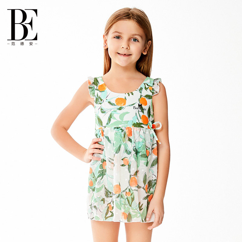 BE Van Der An Children's Swimsuit Girls Flower Series Parent-Child Swimsuit Skirt Print Children's Dress Swimsuit