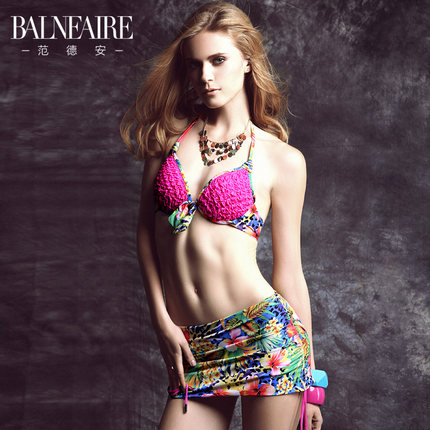 范德安小胸聚拢钢托裙式性感比基尼游泳衣女 分体显瘦bikini泳装-tmall.com天猫