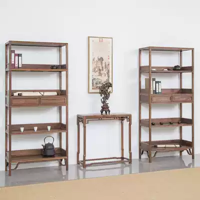 Black walnut Bogu rack partition Solid wood simple modern new Chinese style Zen Dobao pavilion display cabinet storage tea set rack