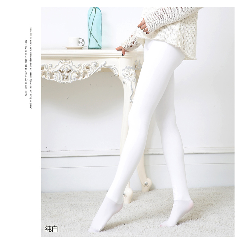 Mùa thu và mùa đông dày cộng với quần nhung cho người lớn quần legging cạp cao XL quần màu thịt tất chân bước chân vớ trắng dày quần tất nữ