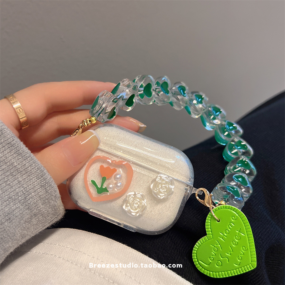 Glitter flower love hand for airpodspro earphone shell apple 2 3 generation bluetooth earphone protective cover