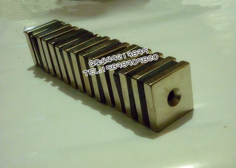 Factory price salvage magnet strong magnetic permanent tapes medium hole NdFeB magnetic king magnets square 45 * 45 * 10mm