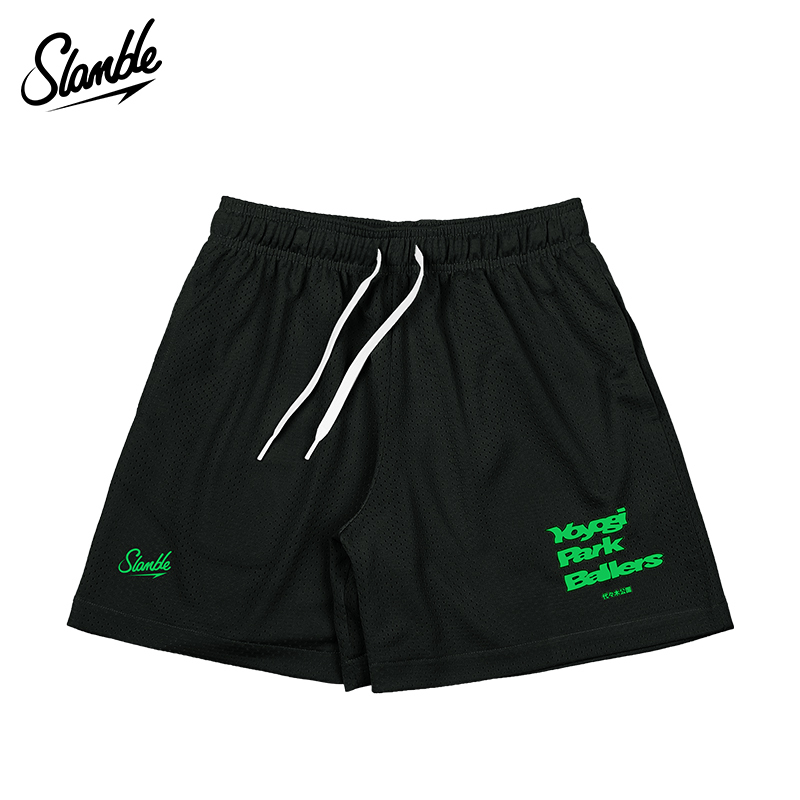Slamble Daiba Collaboration Summer New Mesh Solid Color Sports Shorts Men's Casual Basketball Quarter Shorts Trendy