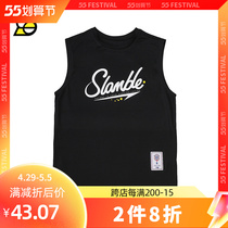SLAMBLE sleeveless sport t-shirt wide shoulder-shoulder-shoulder casual breathable elastic loose and sweat-and-sweat mens basketball vest