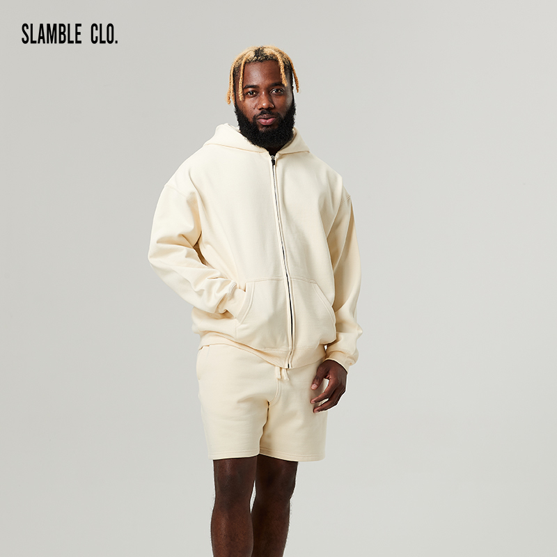 Slamble Clo. New Knitted Zipper Sports Hoodie Casual Trendy Unisex Solid Color Top Jacket