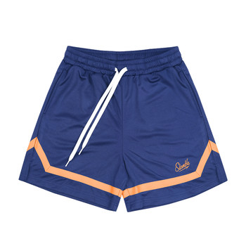 Slamble men's american basketball sports shorts contrasting webbing but knee quarter pants fitness splicing