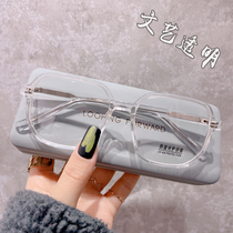 Large frame thin Korean anti-blue glasses men and women myopia frame retro fashion transparent flat mirror tide 3095