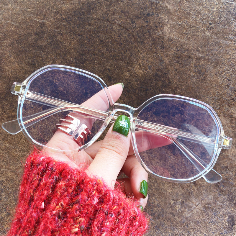 Small red book anti blue light glasses female big frame can match myopia Korean version tide transparent glasses frame web celebrity the same type of flat lens