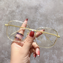 Little red book transparent ins big frame anti-blue glasses female big face thin wide side myopia plain eyeglass frame trend