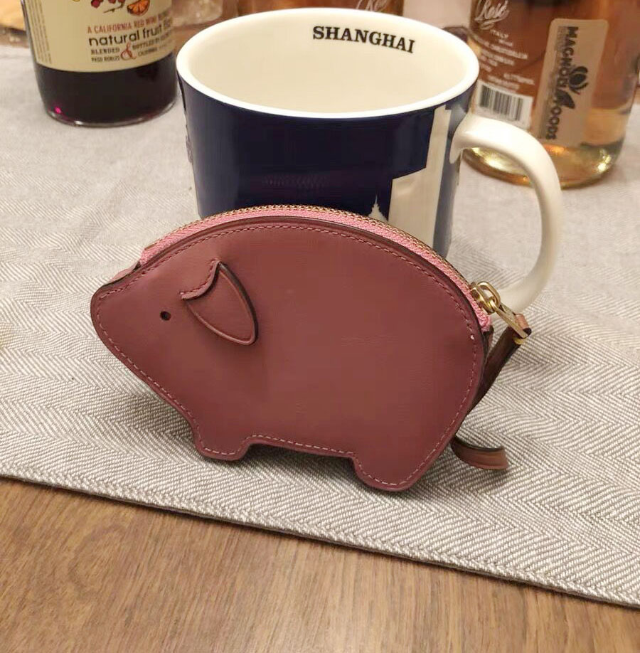 Limited New Genuine Leather Piglet Zero Wallet Small Wallet Cute Pig Pig Card Bag Coin Bag Key Baotou Layer Peel