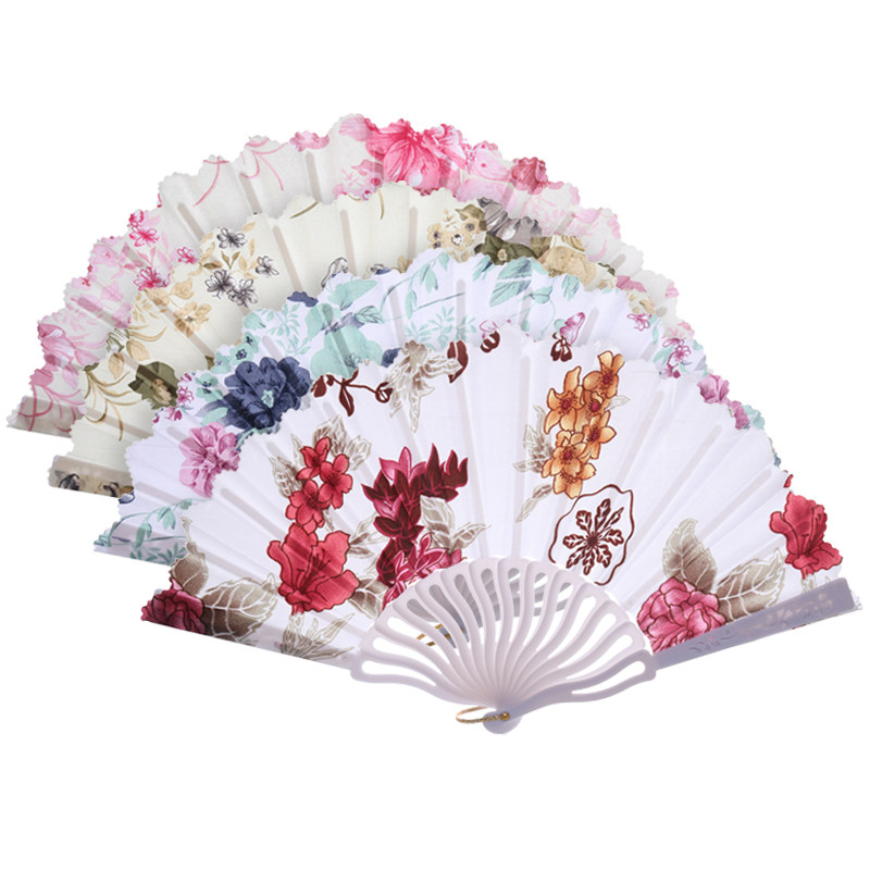 Chinese fan children style cloth fan ancient wind color painted plastic white pole fan ancient dress dance performance gift folding fan