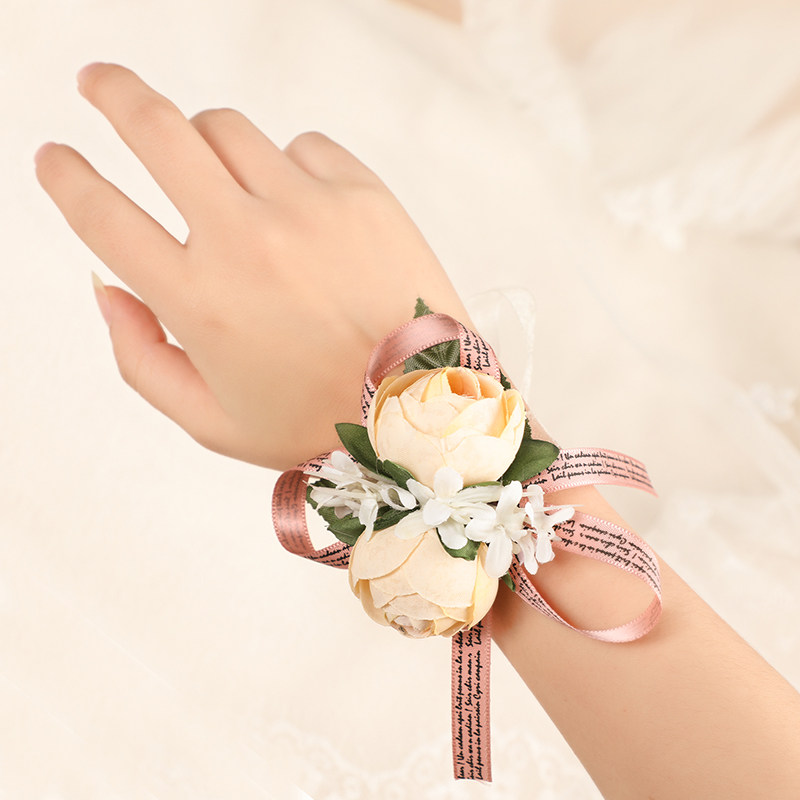 Senshi bridesmaid wristsister daughter bracelet bride flower decorated chest flower Korean wedding beautiful wear