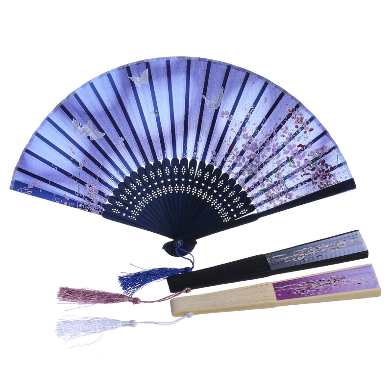 Folding Fan China Fan Children Style Ancient Wind Color Painted Flowers Carry-on and Han clothes dance performance folding small bamboo fan