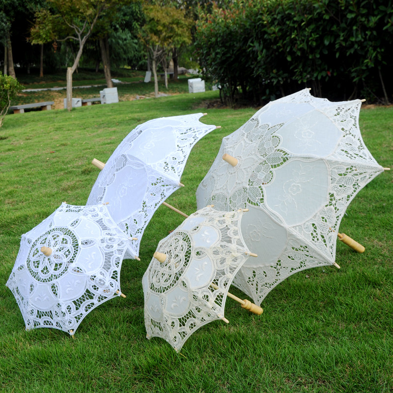 Bridal umbrella Hollow princess umbrella White wedding photo photography props girl dance decoration cloth lace lace umbrella