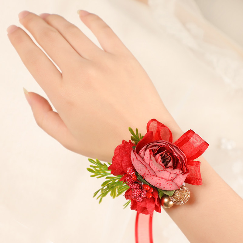 Wedding Wrist Flowers Bridal Bridesmaids Sisters Group Hands Floral Girlfriends Korean Style Wedding Dance Performances Children's Hands Ring Flowers