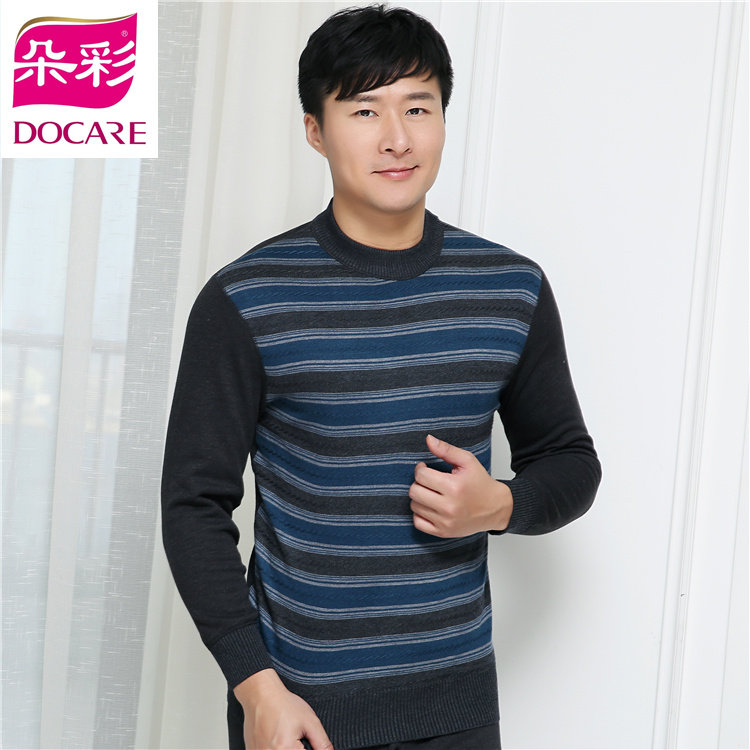 Dongcolor special men winter plus thicker wool pure cotton half - collar warm underwear set DX8913