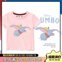 Dumbo childrens short-sleeved T-shirt Mens and womens childrens foreign style baby baby cartoon top cotton base shirt summer fashion tide