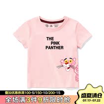 T-shirt short-sleeved cotton baby male and female children baby pink cartoon children cute Korean version of the foreign style top base shirt