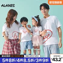 Special parent-child costume family of four mother and daughter Summer short sleeve high-end cotton foreign family portrait mother and child shirt