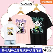 Special parent-child dress summer dress a family of three four foreign style short sleeve 2021 new national tide panda short sleeve t-shirt