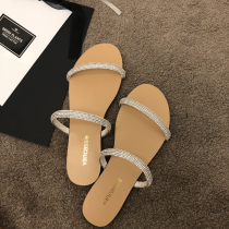 Net red 100 Lapped Temperament Sandals 2021 Summer new Andromeda Wind with water drill flat-bottomed Toe Cool Slippers outside