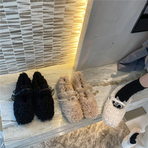 Small West 2020 Womens Winter Exterior Wearing New Lace Fashion 100 Hitch Flat Bottom Plus Suede Bean Wool Shoes Womens Shoes Tide