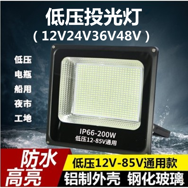 Low voltage LED flood light marine night market battery DC 12V24V36V48V100W outdoor waterproof floodlight