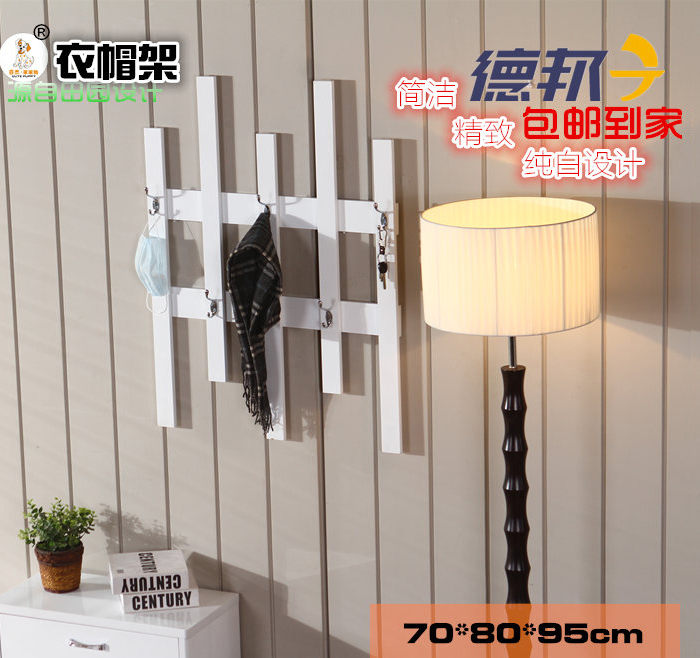 Cloakerstand solid wood European-style bedroom creative wall-mounted multifunction white shelving modern minimalist baking lacquered hanger