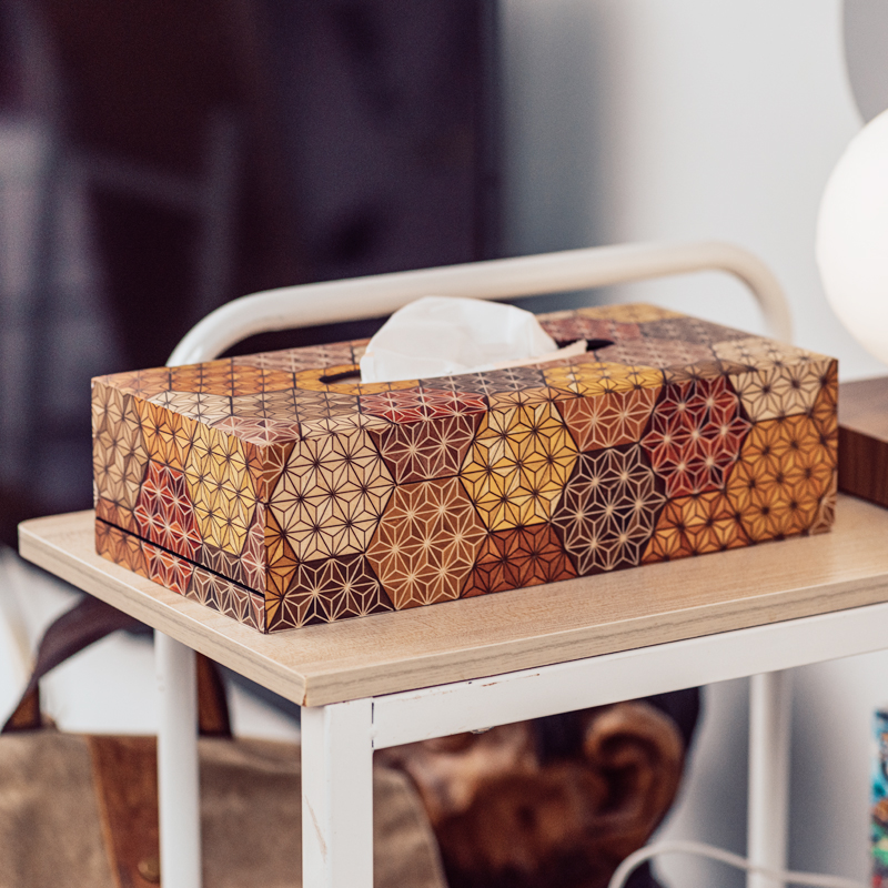 Japan imported Hakone send wood fine work tissue box Handmade craft gift decoration wooden parquet toilet paper box