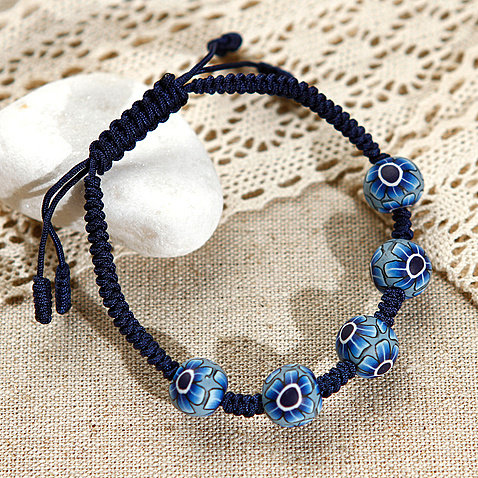 Meritocratic pure hand knead with soft pottery hand-refining-water cooled flowers clear Bohemian wind hand Alchemy bracelet superzen gift