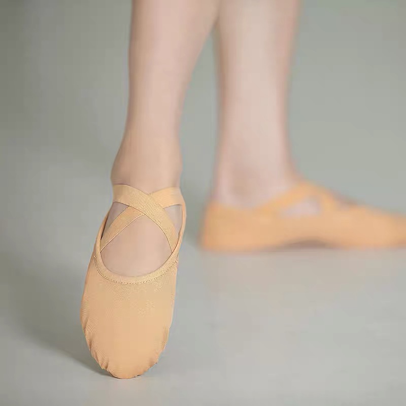 Moved soft-soled dance shoes female adult practice shoes full elastic cloth no-tie cat paws children's ballet shape shoes