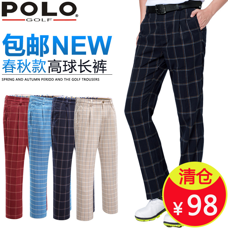 Clearance Sale POLO GOLF Men's Golf Trousers Spring and Autumn Check Pants Clothing Sports Pants
