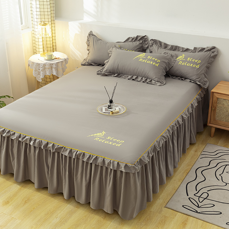 Bed-skirt-style bed cover single-piece anti-dust protective sleeve 1 5m1 8 m 2 bed hat-sheet anti-slip bed cover full cotton pure cotton-Taobao