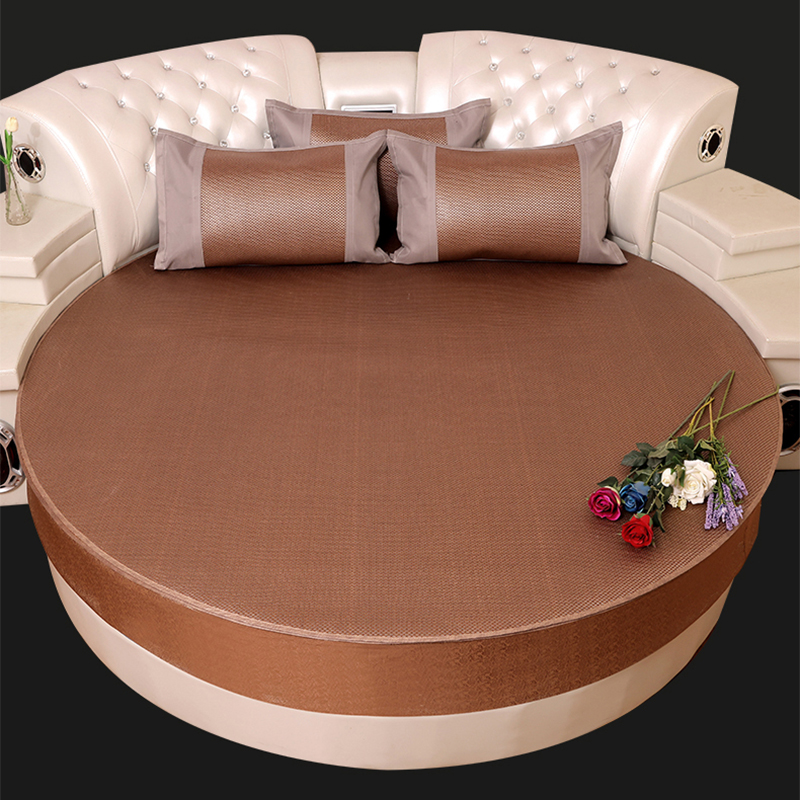 Summer bifacial air conditioning cool mat cool mat sent pillowcase can be set with double sided thickened anti-slip rattan mat ice silk mat round bed mat