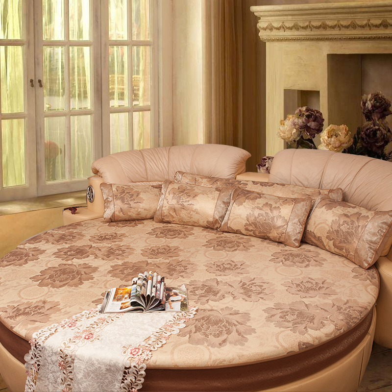 Customized thickened folding ice silk mat 2 meters to 3 meters plus round bed mat, round mat, round rattan mat three-piece set