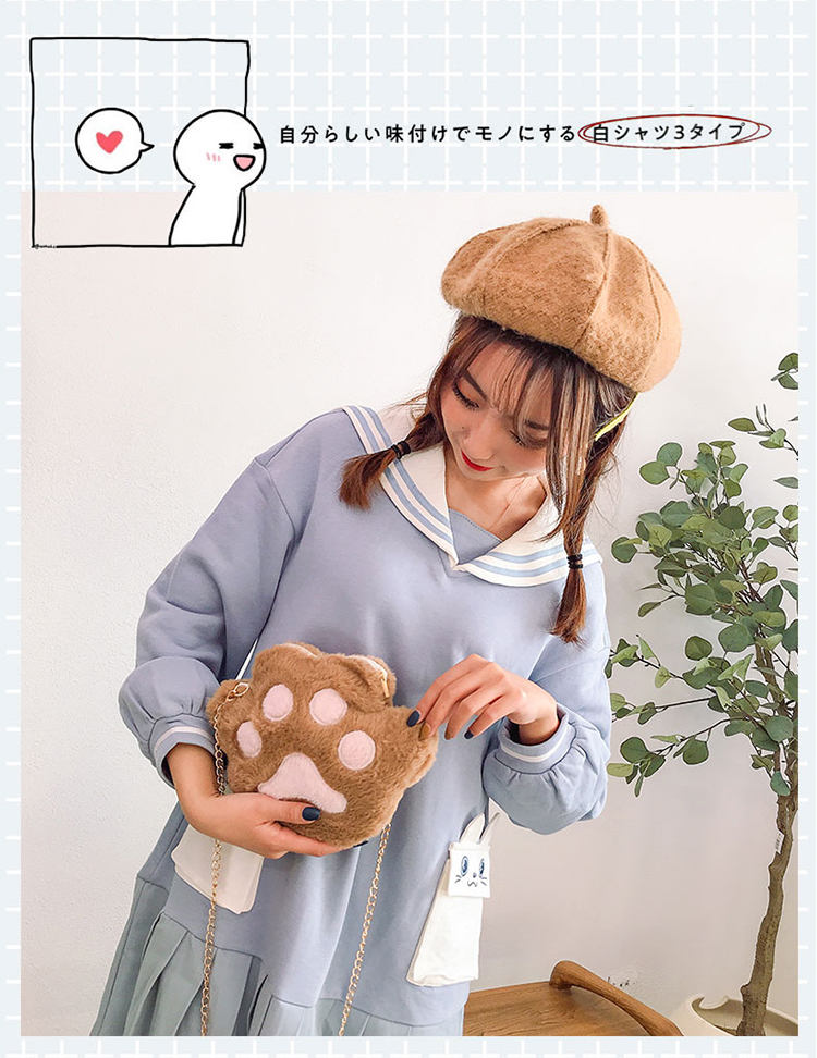 Kawaii Lovely Cat Paw Chain Zipper Shoulder Bag