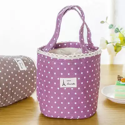 Cute heat preservation student round bucket with lunch bag waterproof round portable lunch bag