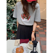 THXGIVING 100 hitch-free inner lap T-shirt winter new child anecdoise cartoon printed round collar blouse 16995