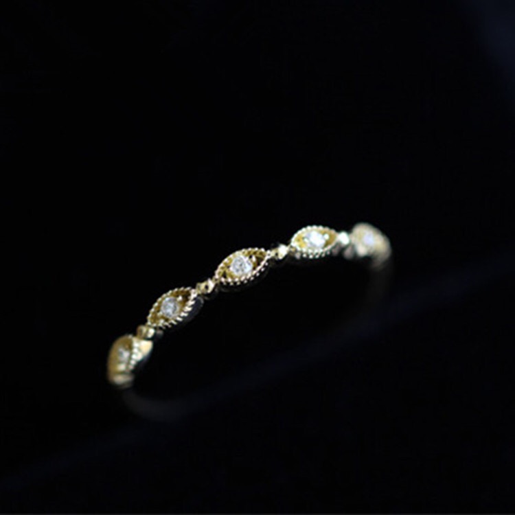 Baichajia Japanese light luxury ring sterling silver plated 14k gold tail ring little finger girlfriend female tail ring ring