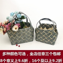 Grass basket Yilin craft new creative hand-woven European-style flower arrangement green dill fleshy wicker wall decoration portable