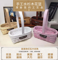 New Yilin Craft Pastoral Rattan Weaving Bamboo Weaving Straw Weaving Portable Flower Basket Meat Basket Flower Girl Full Moon Gift Basket