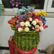 European-style new army green Yilin special basin woven flower pot grass woven flower basket green dill big blue living room home decoration